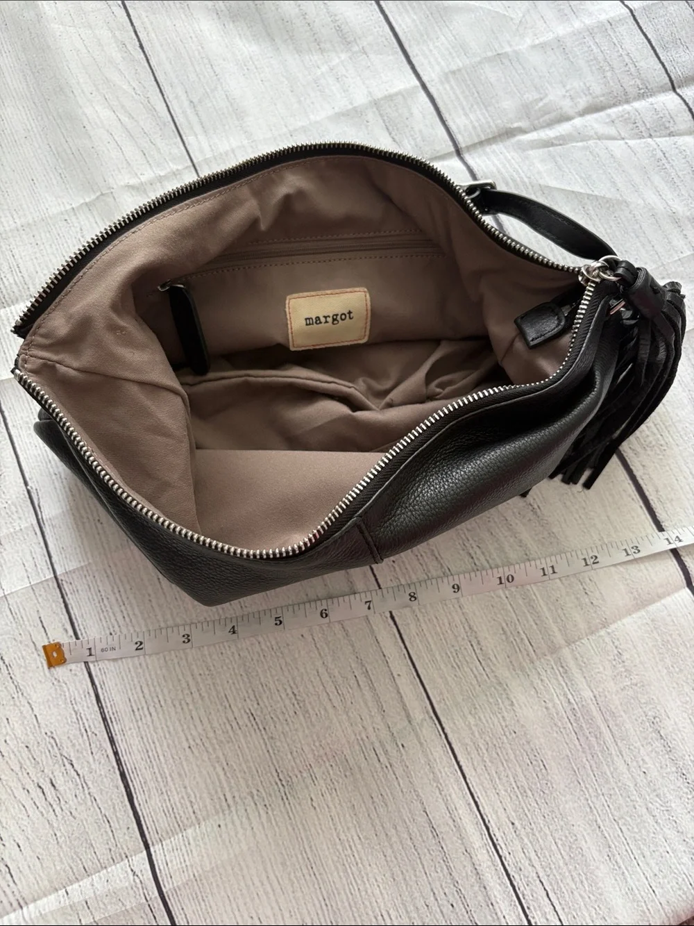 Margot Classic Black Leather Hobo Shoulder Bag